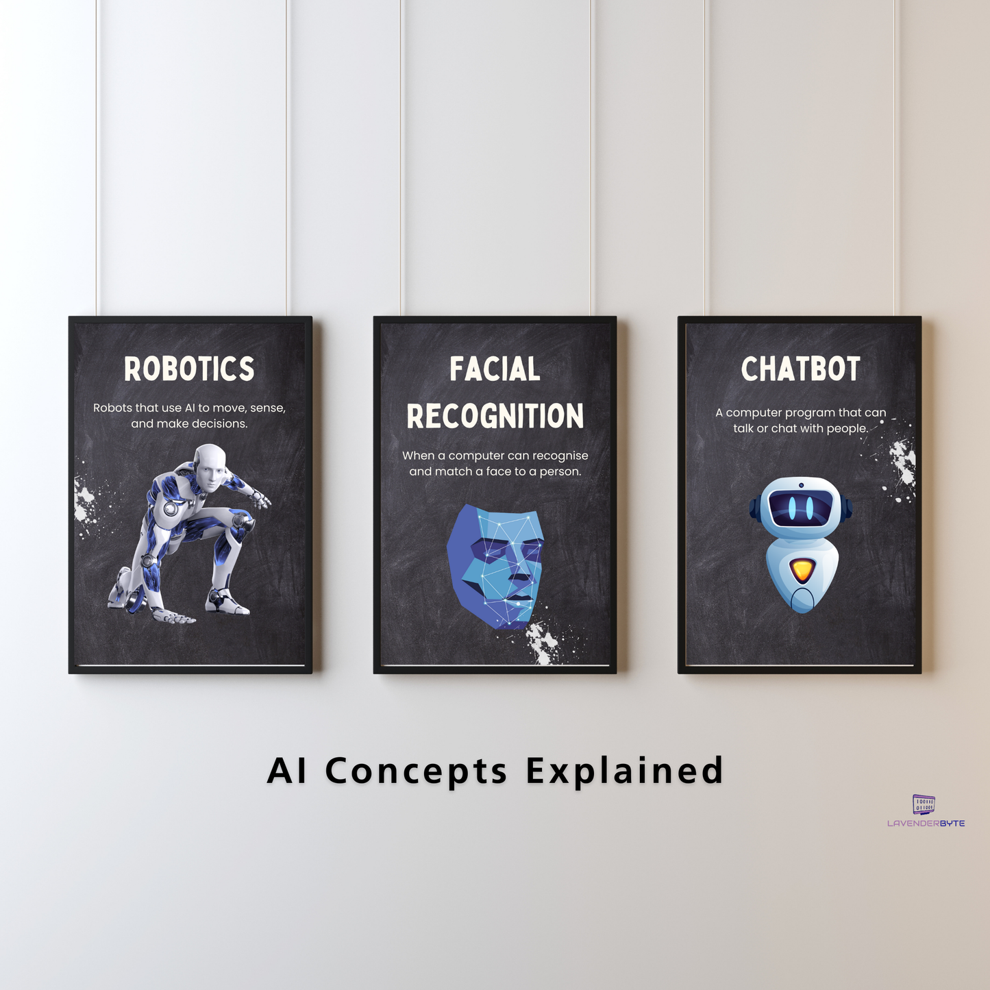 AI Key Concepts for beginners Classroom Posters Bundle - Set of 15 Posters