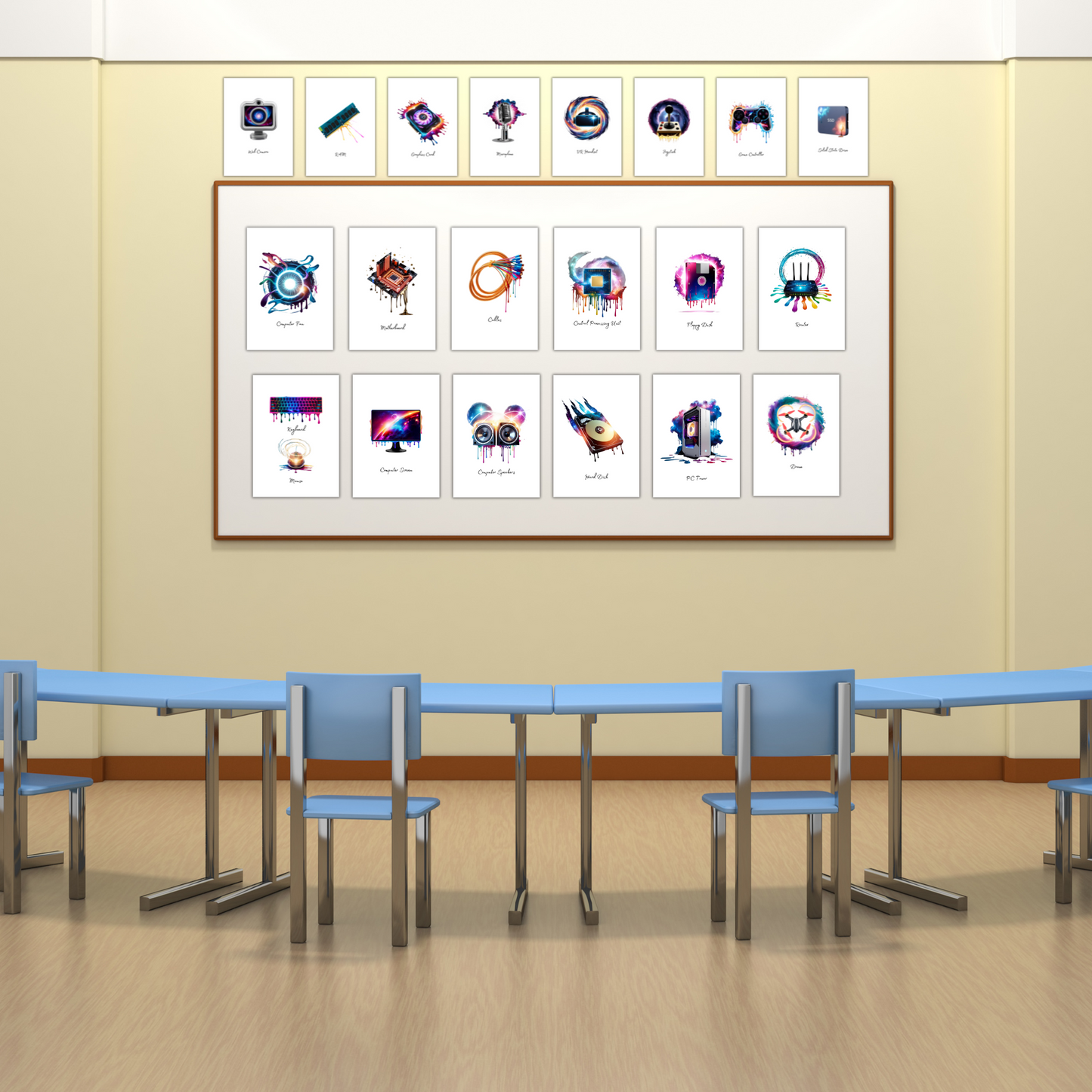 Cosmic Theme Artistic Computer Hardware Posters - Galaxy Computing Classroom Posters x20, Computer Science GCSE STEM Class Technology Decor