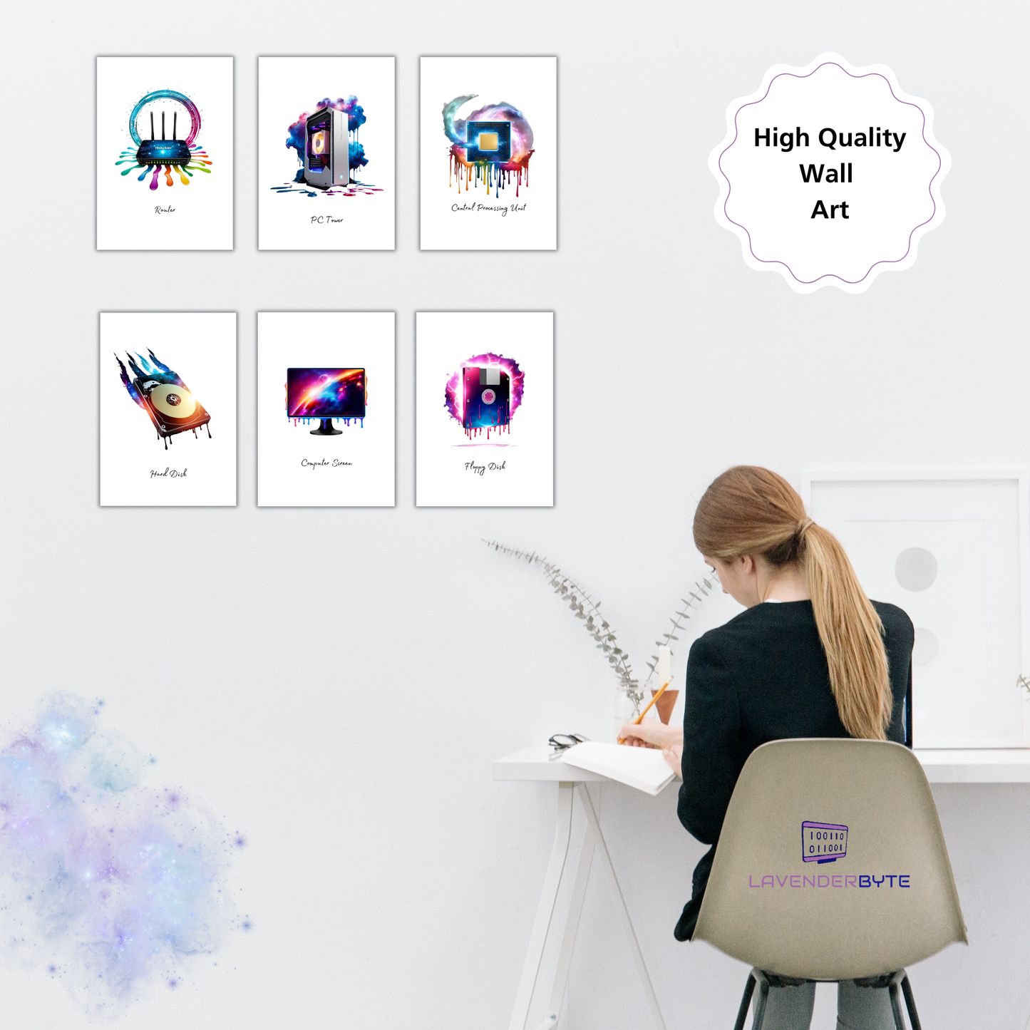 Cosmic Theme Artistic Computer Hardware Posters - Galaxy Computing Classroom Posters x20, Computer Science GCSE STEM Class Technology Decor