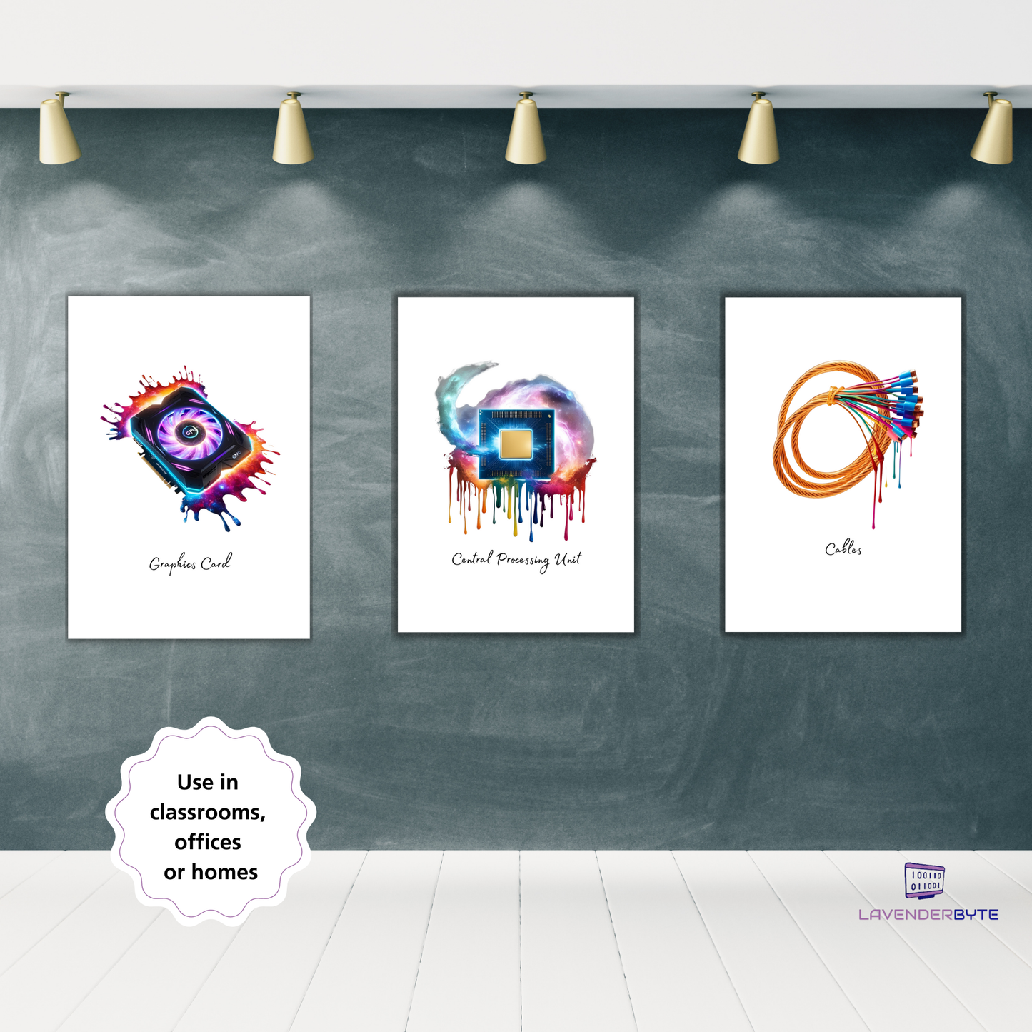 Cosmic Theme Artistic Computer Hardware Posters - Galaxy Computing Classroom Posters x20, Computer Science GCSE STEM Class Technology Decor