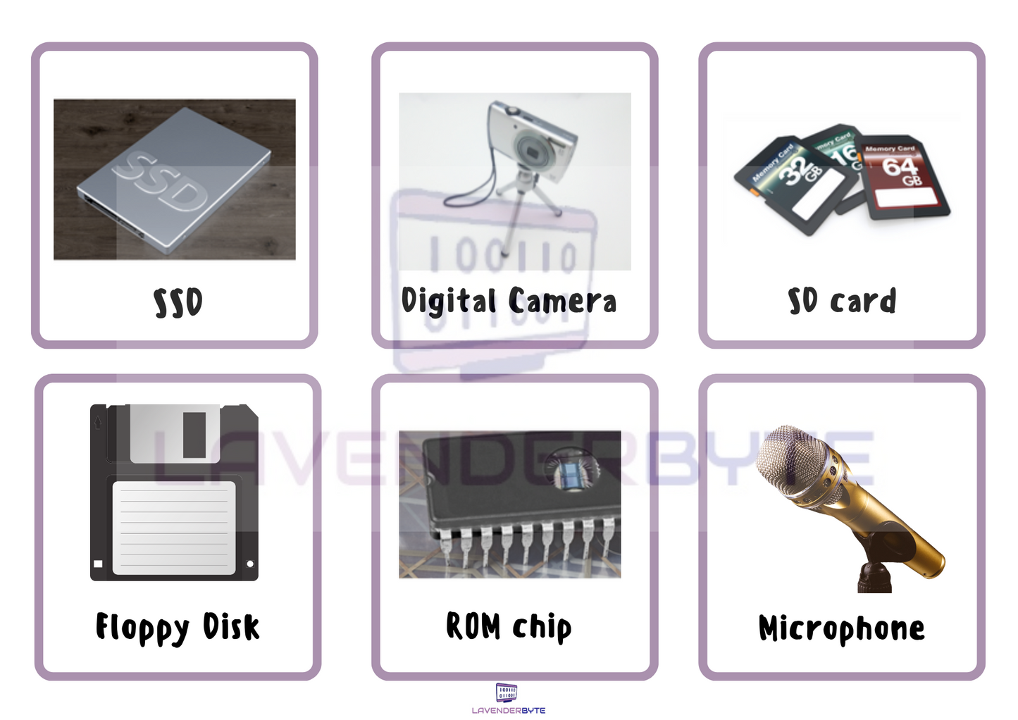 KS3 GCSE Basic Computer Parts x30 Flash Cards Printable Hardware WJEC OCR Teaching Resources Primary Alevel ICT Input Output Devices PDF