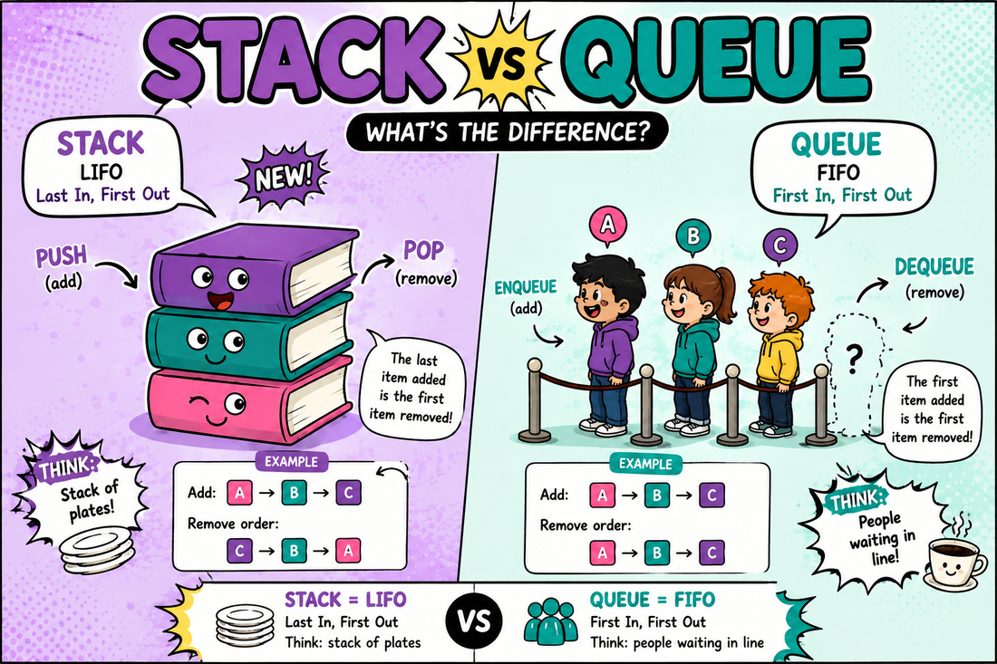 Stack vs Queue: The Easiest Way to Understand LIFO and FIFO