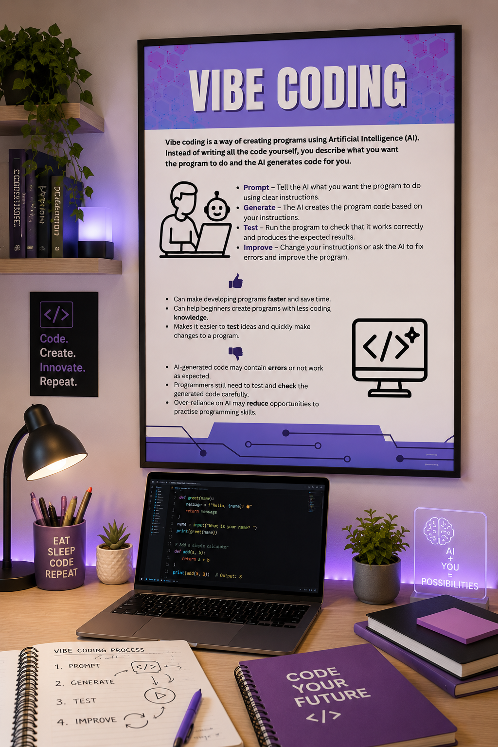 Vibe Coding Poster | AI Coding & Computer Science Classroom Display