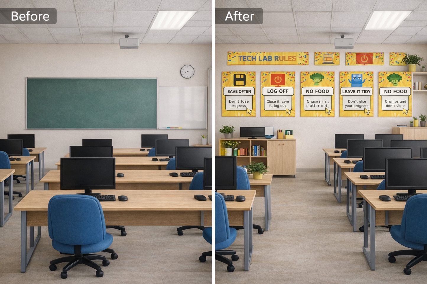 Computer Lab Rules Posters – Gen Z Classroom Decor (Set of 12)