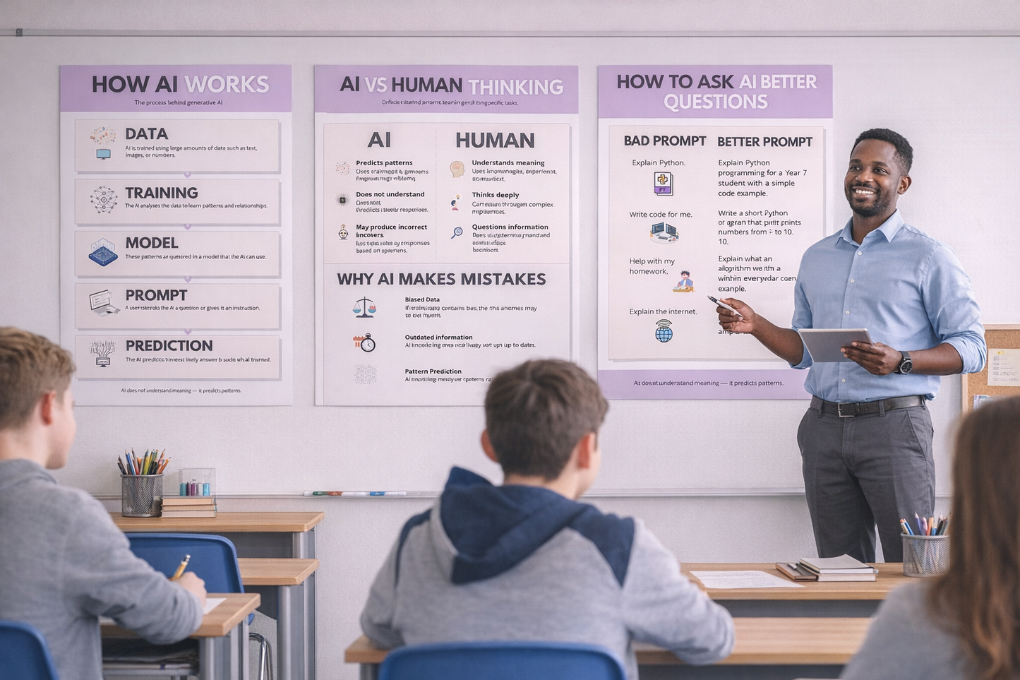 Teach AI in One Lesson — AI Literacy Poster Set for Computer Science Classrooms