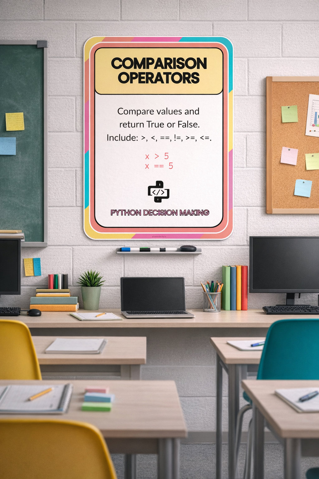 Python Decision Making Posters (If Statements, If/Else, Elif & Operators) | Computer Science Classroom Display