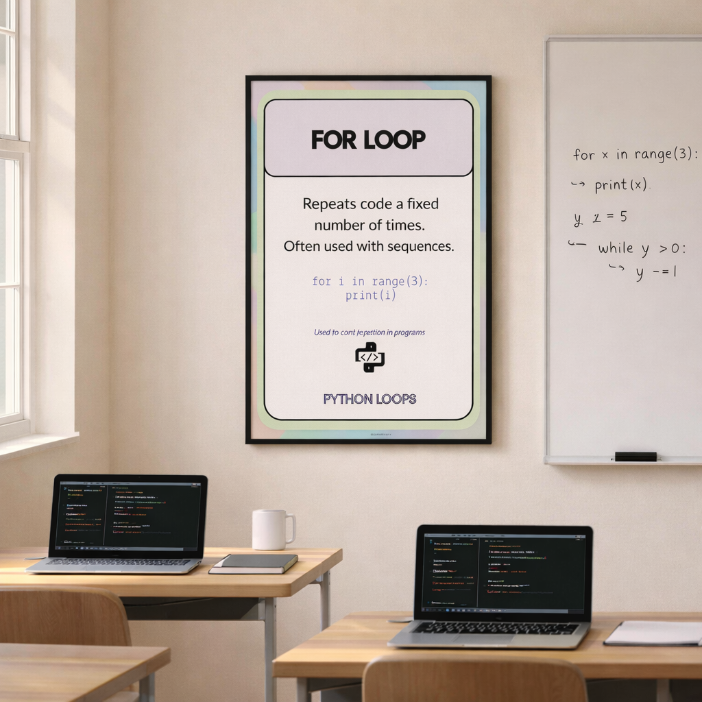 Python Loops Posters (For, While, Range, Break & Continue) | Computer ...