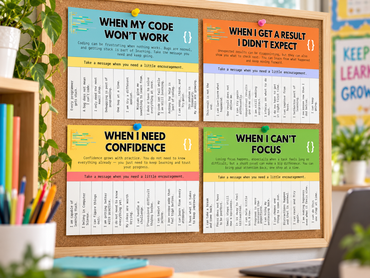 Computer Science Confidence Wall – 12 Tear-Off Encouragement Posters