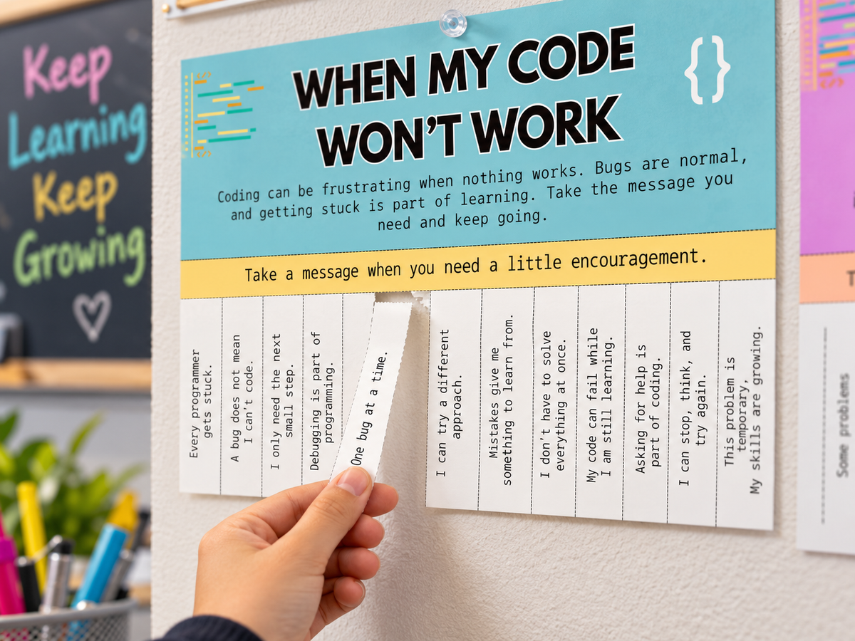 Computer Science Confidence Wall – 12 Tear-Off Encouragement Posters