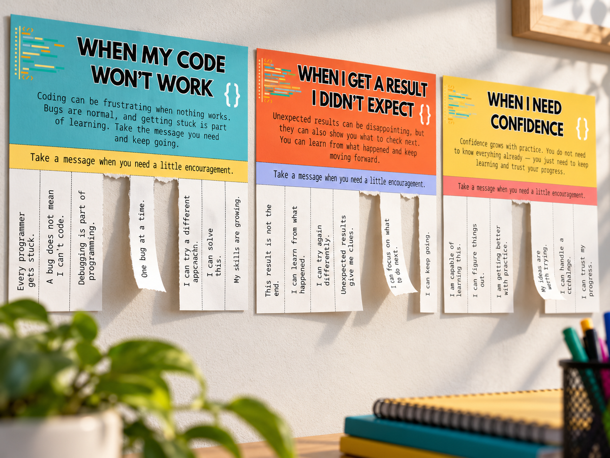 Computer Science Confidence Wall – 12 Tear-Off Encouragement Posters