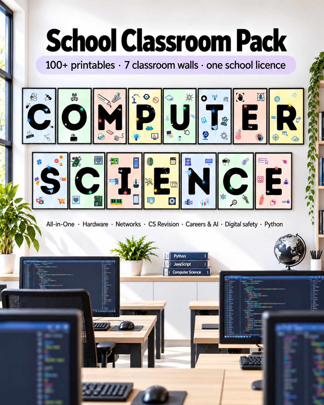 Computer Science Classroom Pack | 100+ Posters, 7 Display Walls & School Licence