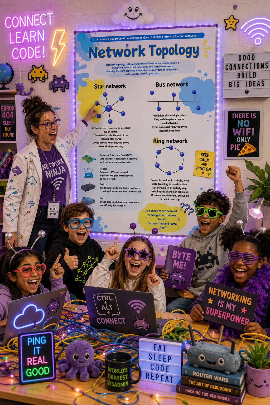 Network Topology Cheat Sheet | GCSE Computer Science Revision Poster