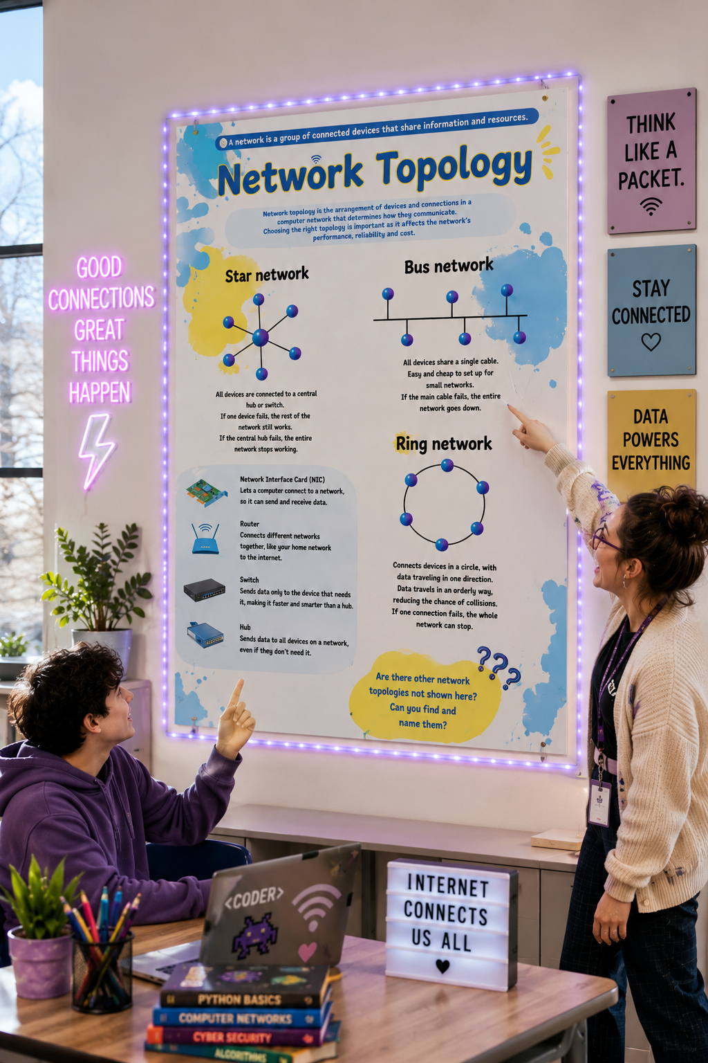 Network Topology Cheat Sheet | GCSE Computer Science Revision Poster