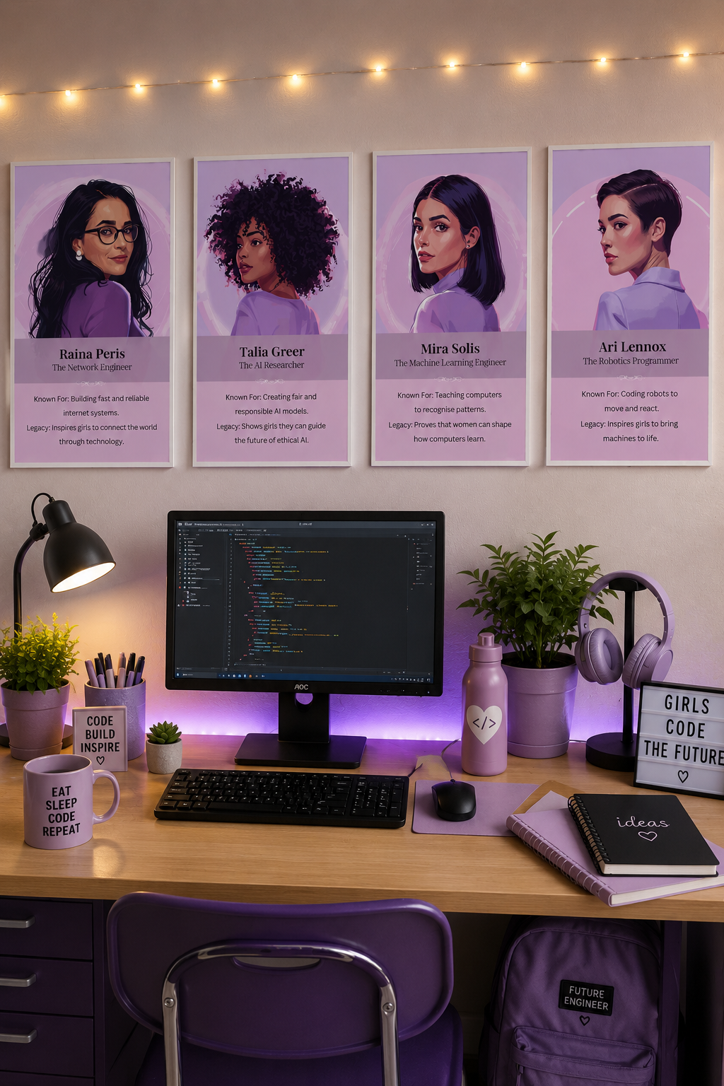 Women in Tech Posters | Girls in STEM & Computer Science – Set of 10