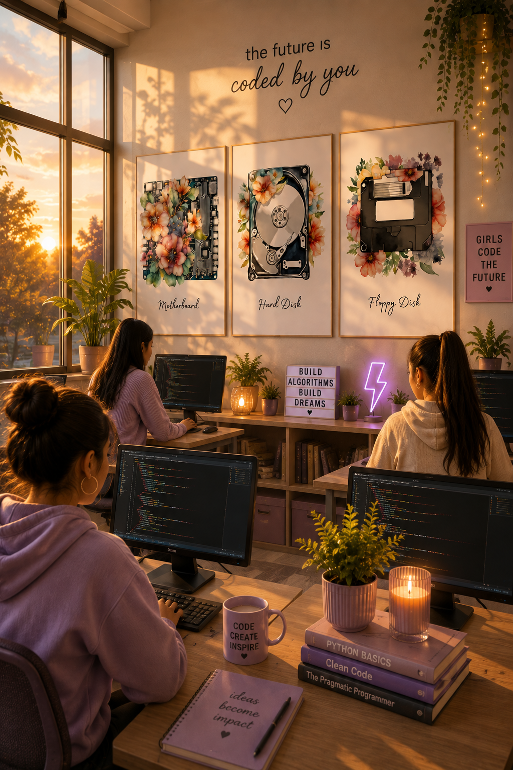 Floral Computer Hardware Posters | Set of 12 Computer Parts Prints