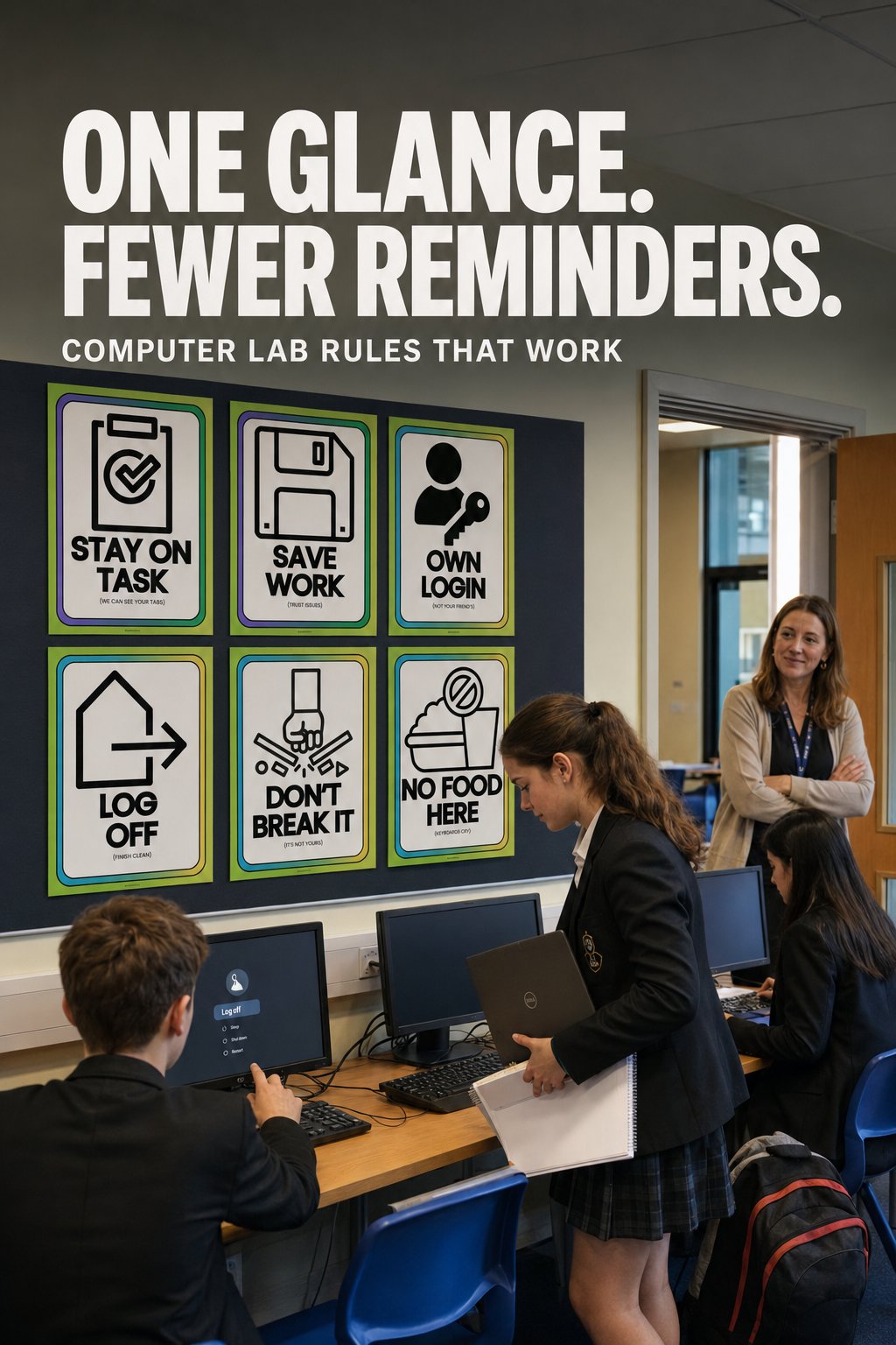 Computer Lab Rules Posters | Set of 10 Classroom Rules