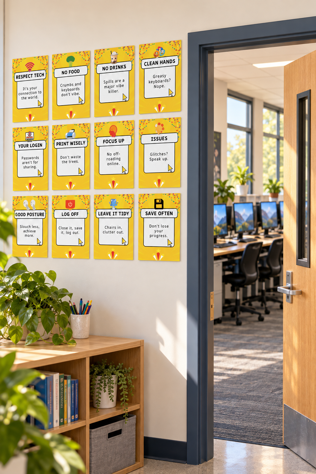 Computer Lab Rules Posters – Gen Z Classroom Decor (Set of 12)