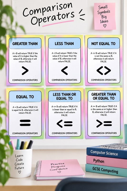 Comparison Operators Posters | GCSE Computer Science Revision