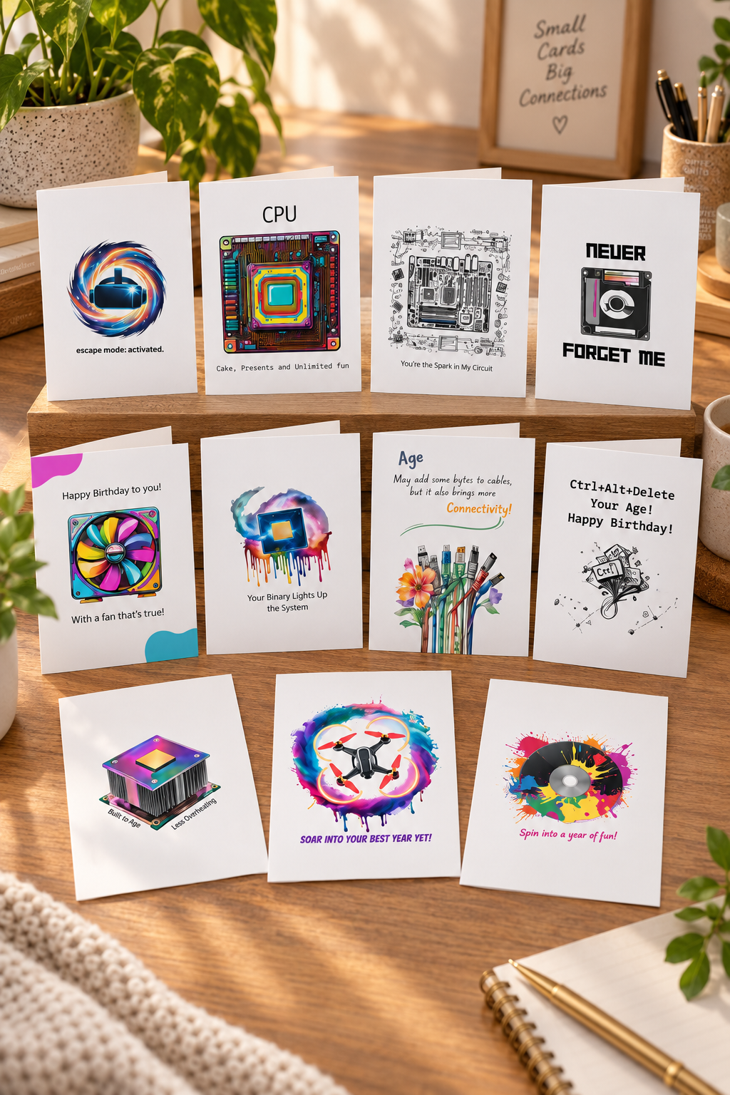 Tech Birthday Card Bundle | 11 Printable Cards for Programmers, Coders & Tech Lovers