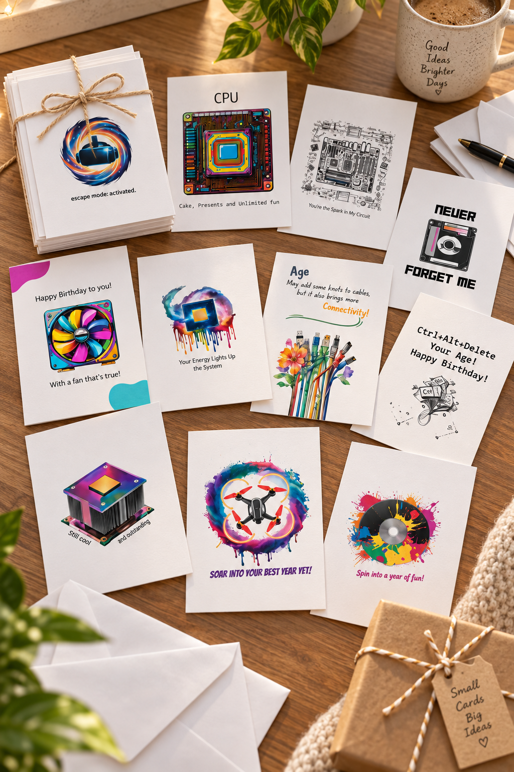 Tech Birthday Card Bundle | 11 Printable Cards for Programmers, Coders & Tech Lovers