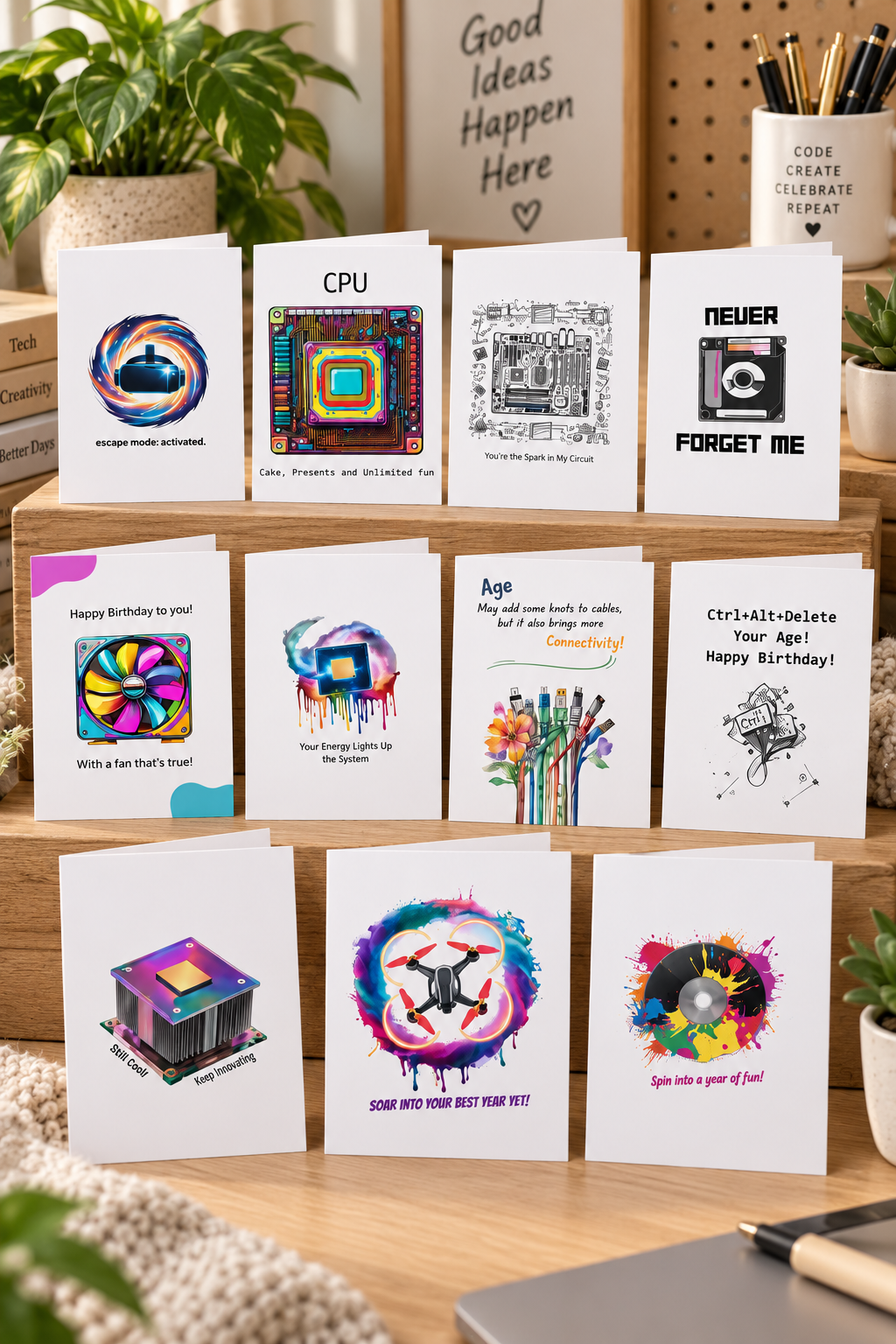 Tech Birthday Card Bundle | 11 Printable Cards for Programmers, Coders & Tech Lovers