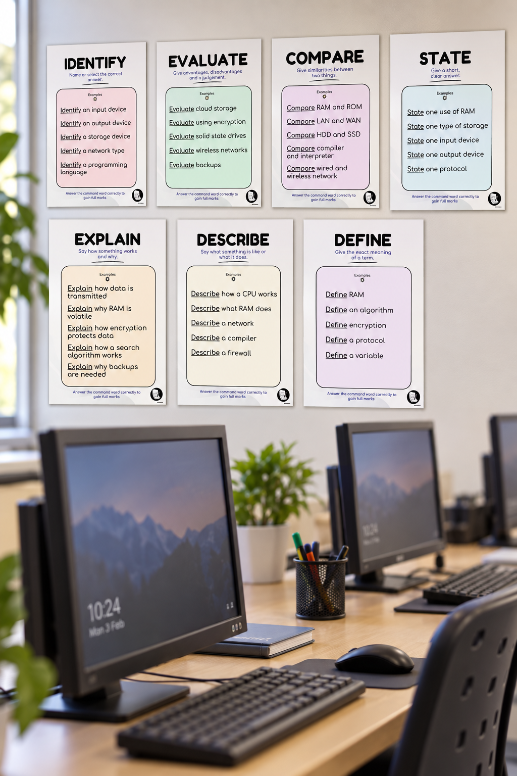 Stop Losing Marks: Computer Science Command Words Posters (7) | GCSE Exam Skills | KS3 KS4 Classroom Display