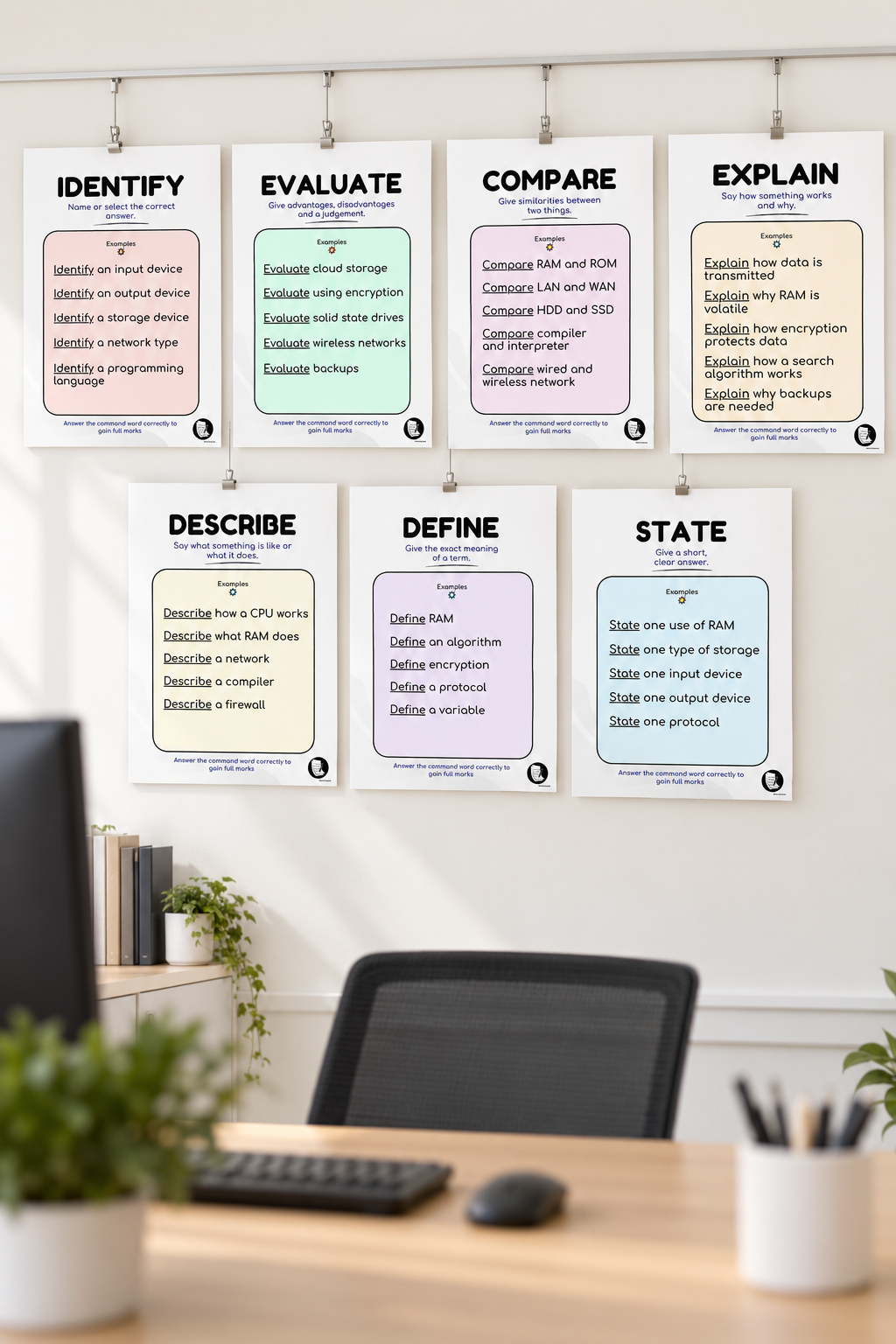 Stop Losing Marks: Computer Science Command Words Posters (7) | GCSE Exam Skills | KS3 KS4 Classroom Display