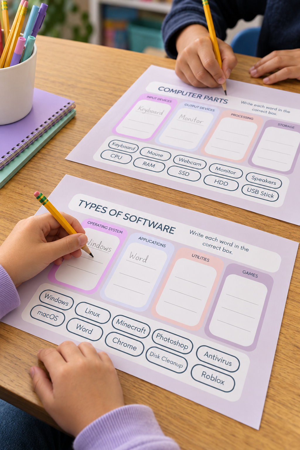 KS2/KS3 Computer Science Sorting Pack – 10 Printable Worksheets + Answers