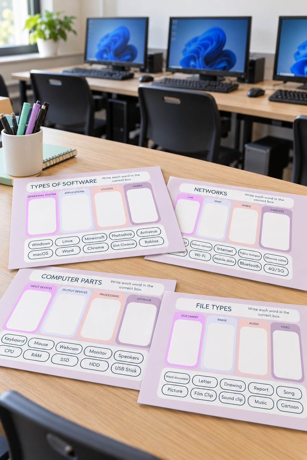 KS2/KS3 Computer Science Sorting Pack – 10 Printable Worksheets + Answers