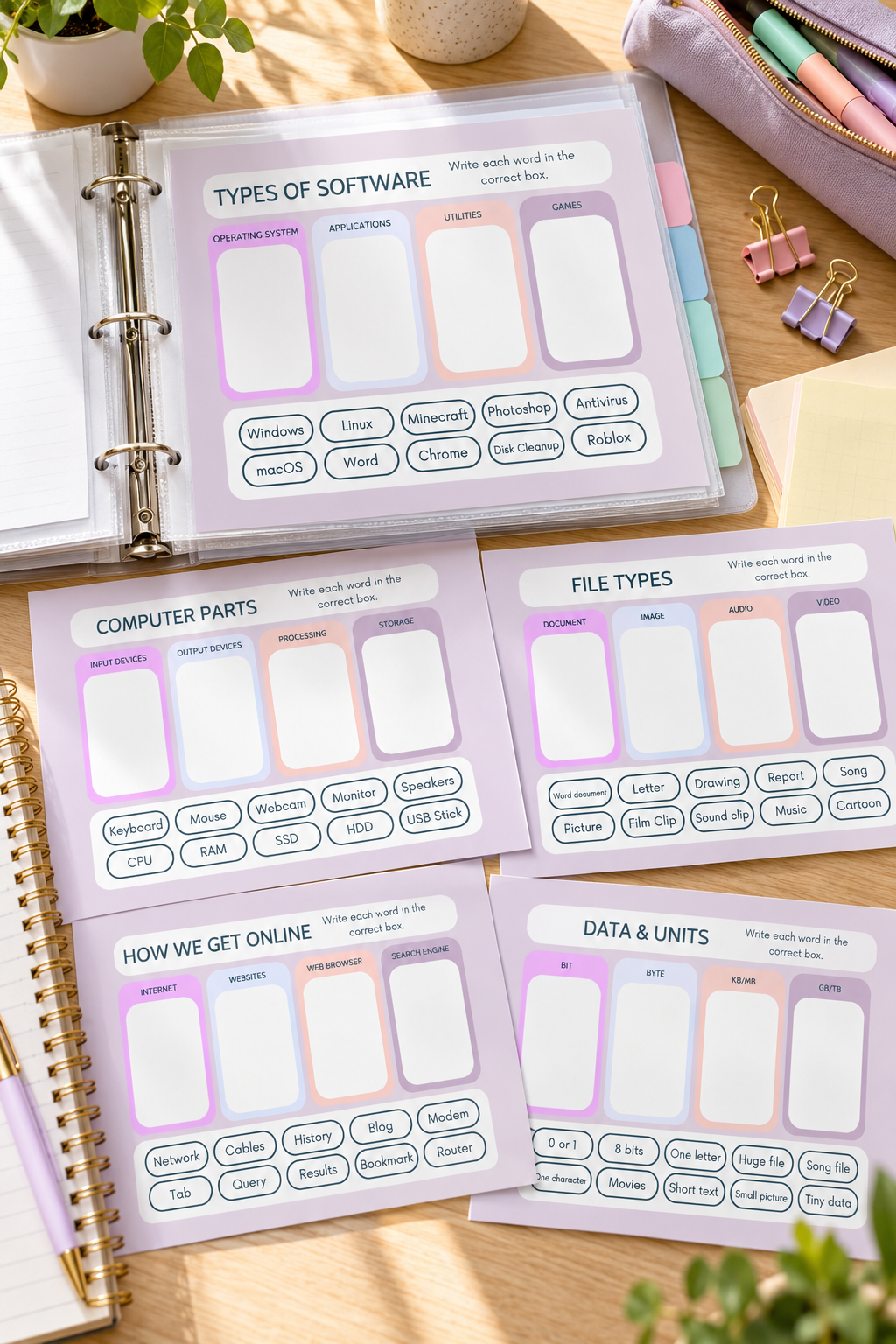 KS2/KS3 Computer Science Sorting Pack – 10 Printable Worksheets + Answers