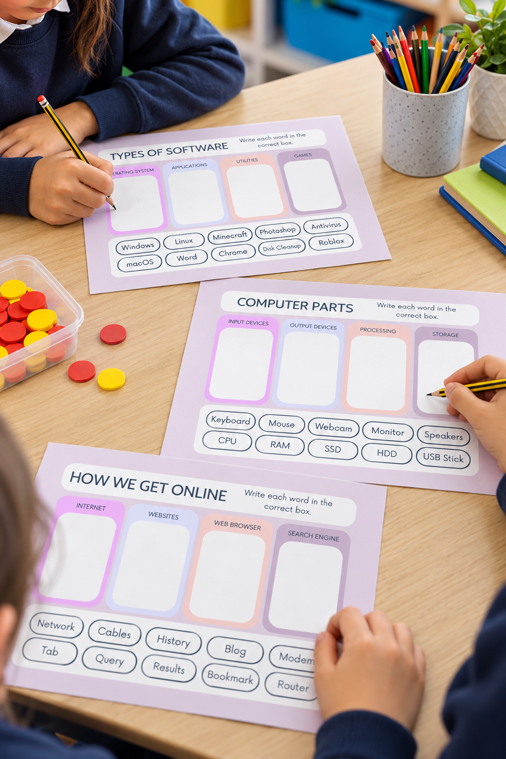 KS2/KS3 Computer Science Sorting Pack – 10 Printable Worksheets + Answers