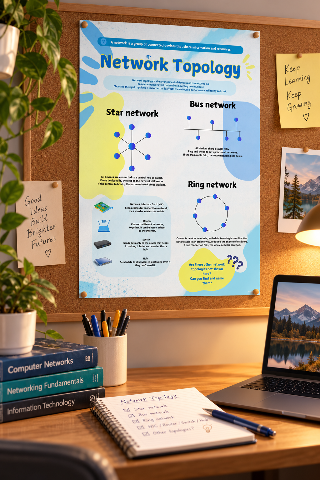 Network Topology Cheat Sheet | GCSE Computer Science Revision Poster