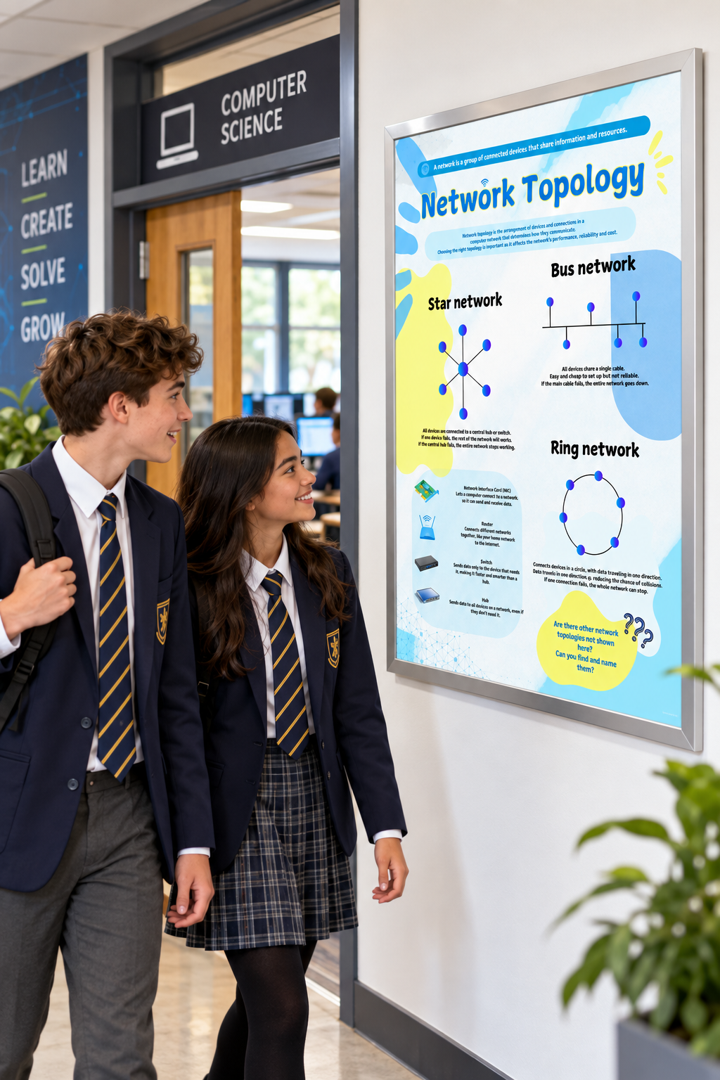 Network Topology Cheat Sheet | GCSE Computer Science Revision Poster