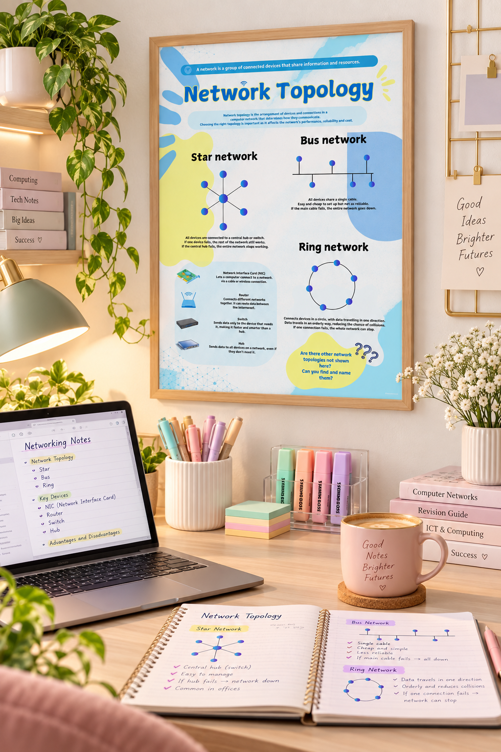 Network Topology Cheat Sheet | GCSE Computer Science Revision Poster