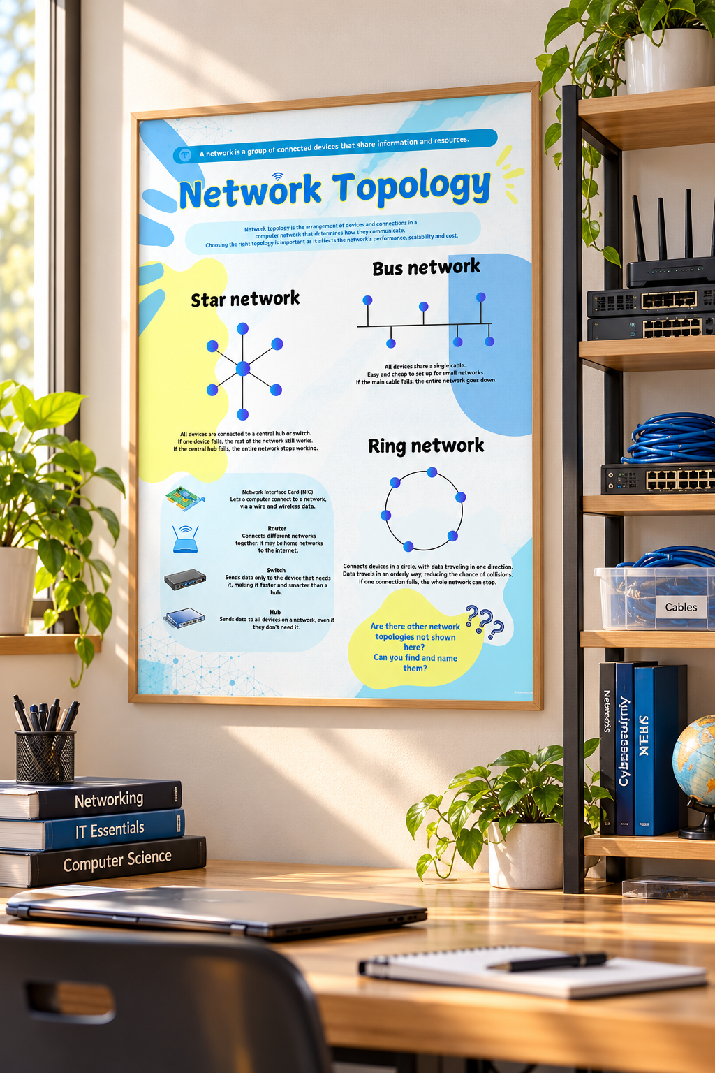 Network Topology Cheat Sheet | GCSE Computer Science Revision Poster