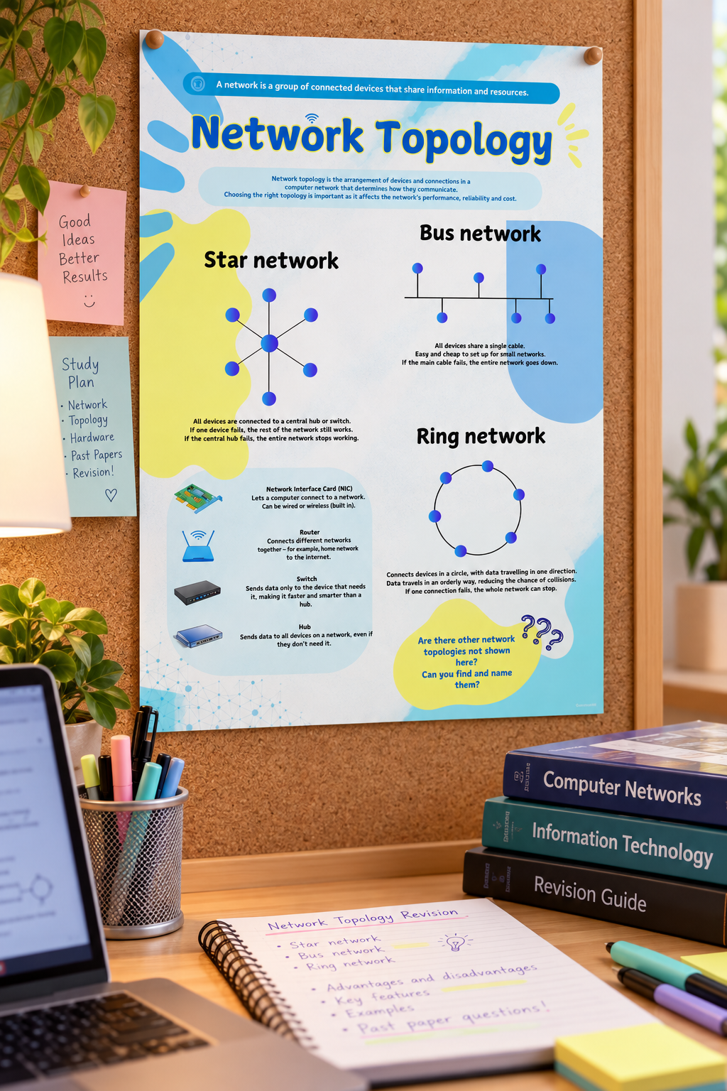 Network Topology Cheat Sheet | GCSE Computer Science Revision Poster