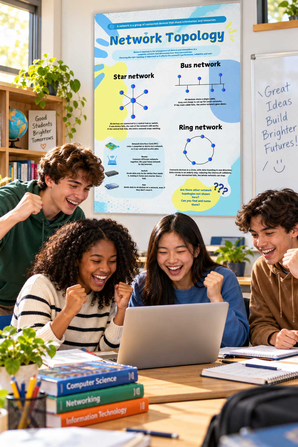 Network Topology Cheat Sheet | GCSE Computer Science Revision Poster