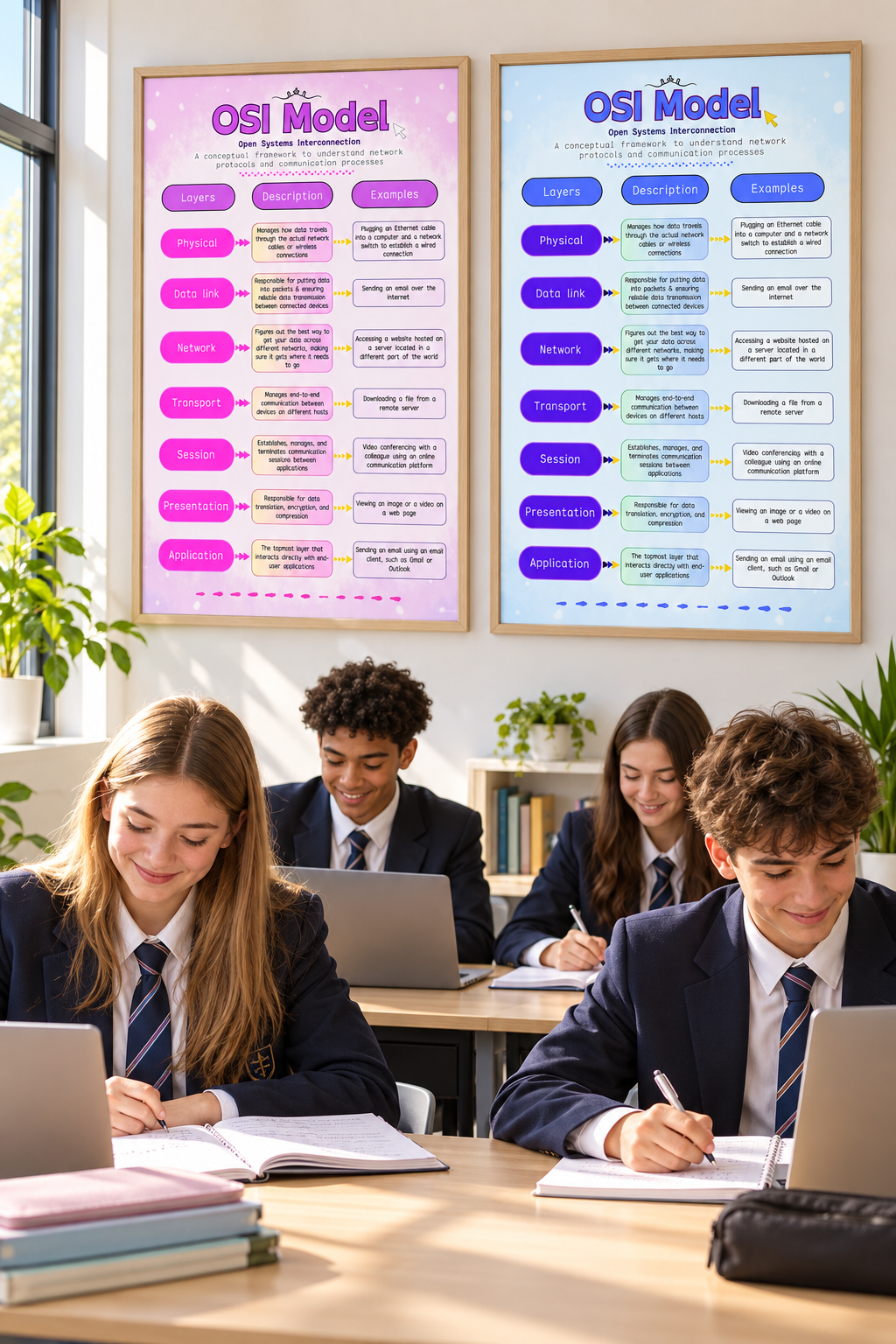 OSI Model Poster | 7 Layers of Computer Networking Cheat Sheet