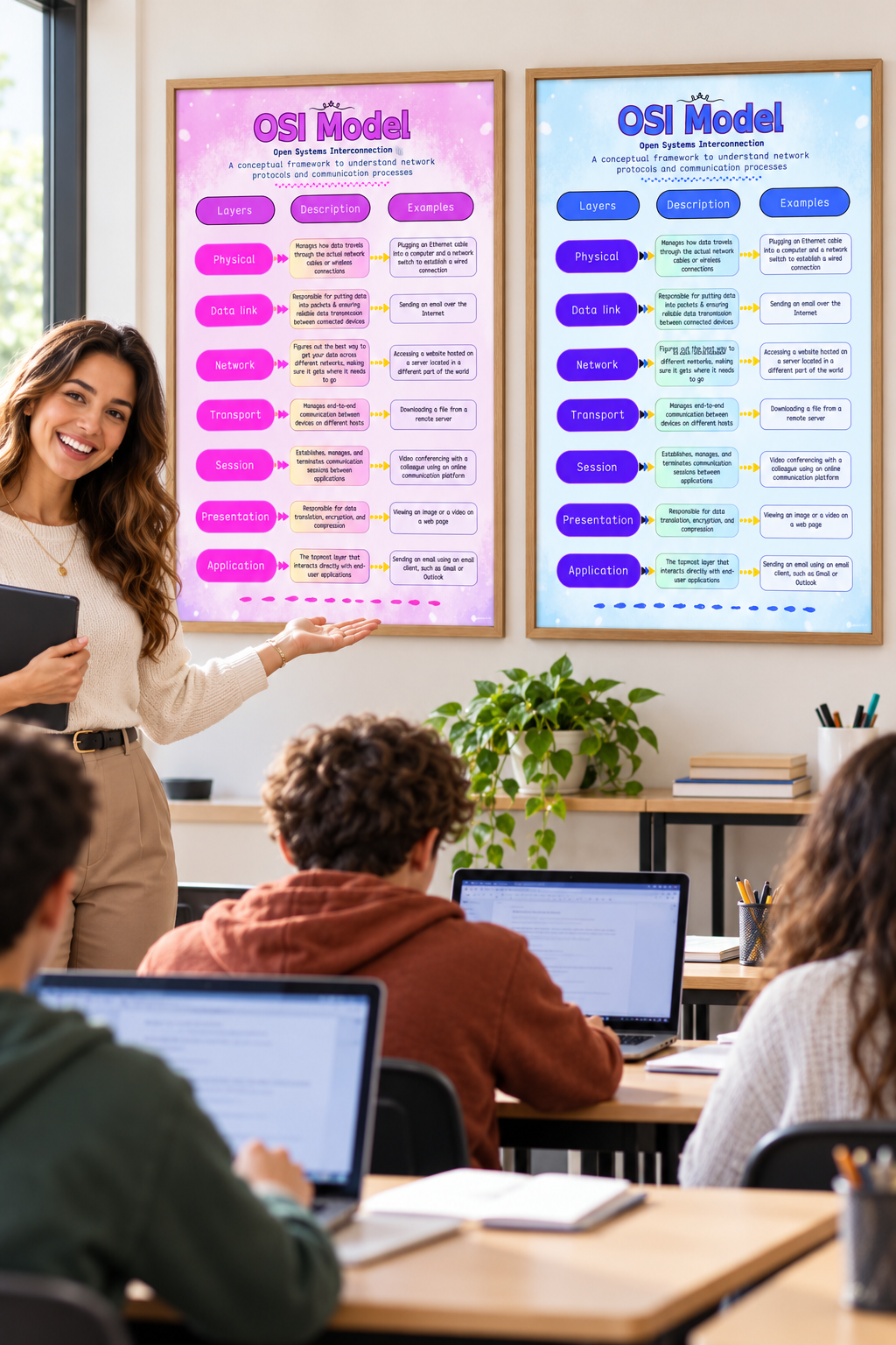 OSI Model Poster | 7 Layers of Computer Networking Cheat Sheet