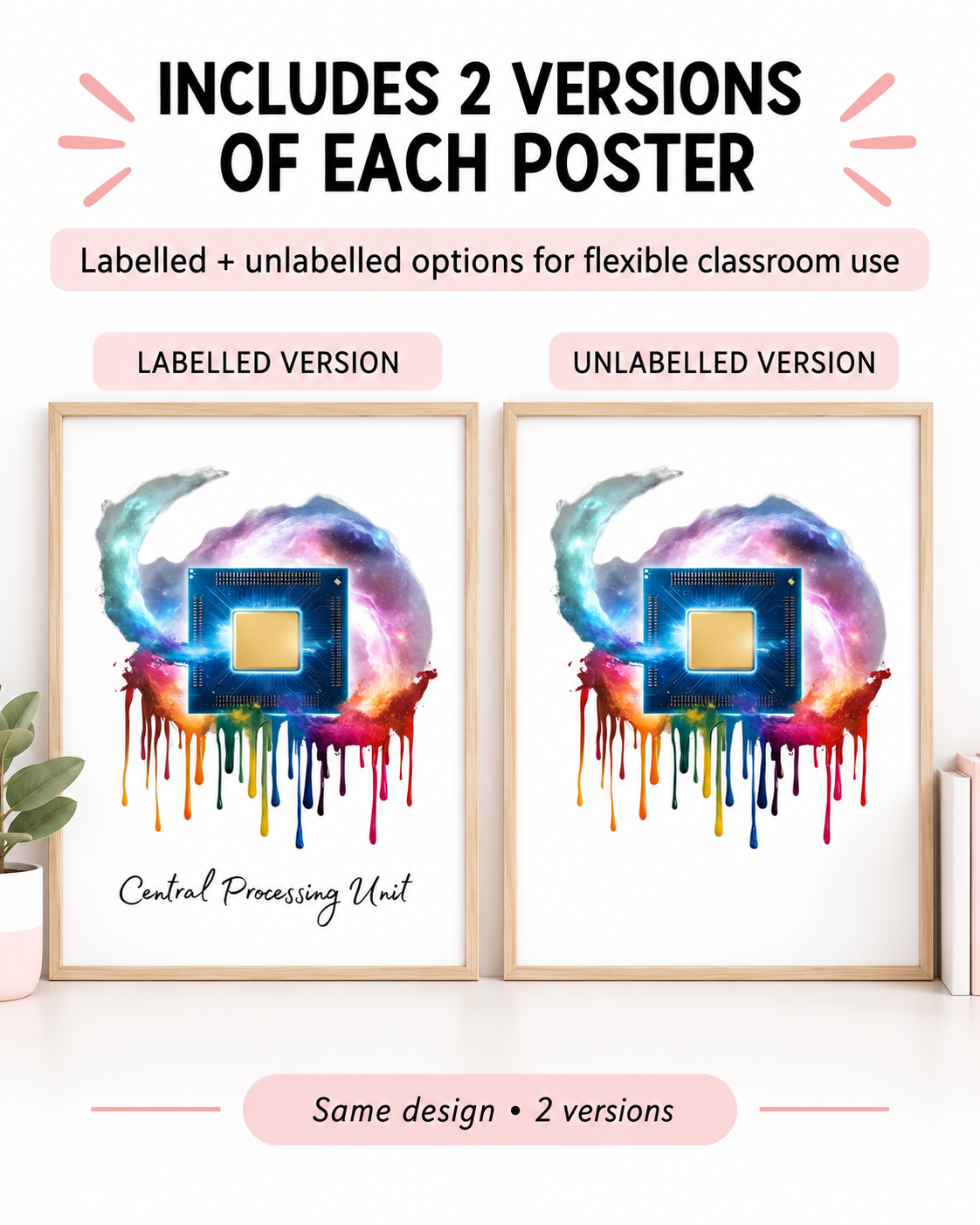 Cosmic Computer Hardware Posters | Galaxy-Themed Computer Science Classroom