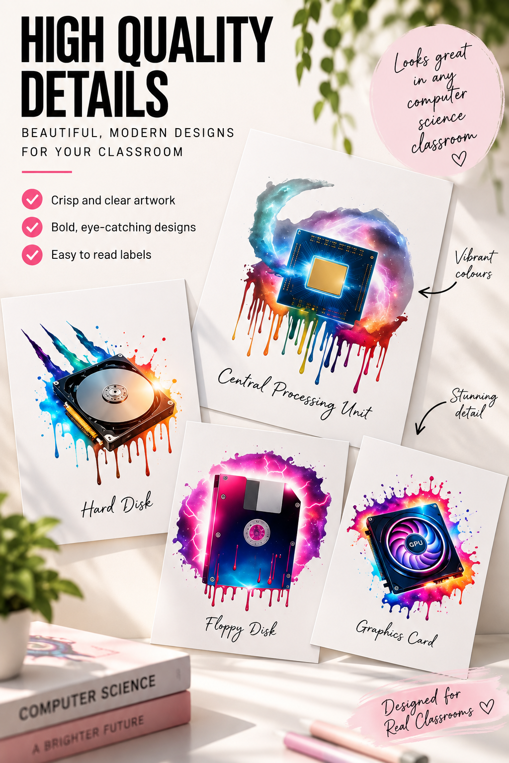 Cosmic Computer Hardware Posters | Galaxy-Themed Computer Science Classroom