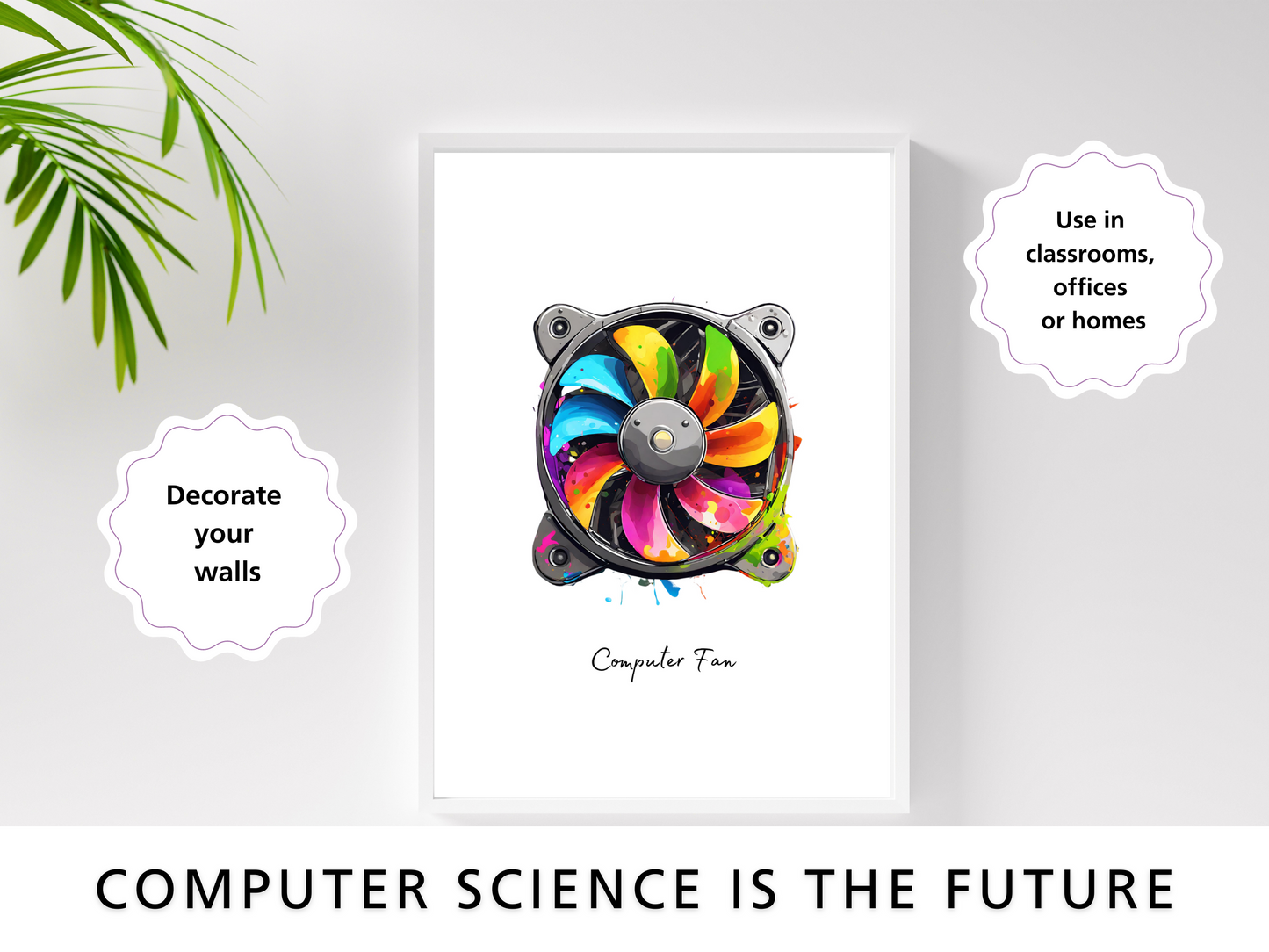 Artistic Computer Hardware Posters - Computing Classroom Posters x12, Computer Science GCSE STEM Class Technology Decor with Paint Splatter