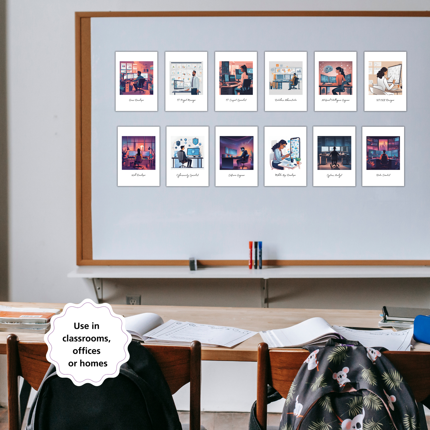 Computer Science Careers Posters – Set of 12 | STEM Classroom Career Wall Art