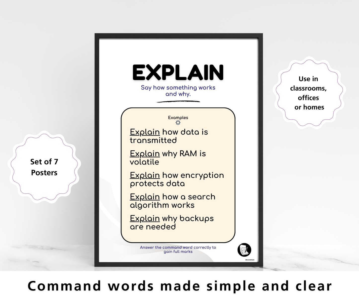 Stop Losing Marks: Computer Science Command Words Posters (7) | GCSE Exam Skills | KS3 KS4 Classroom Display
