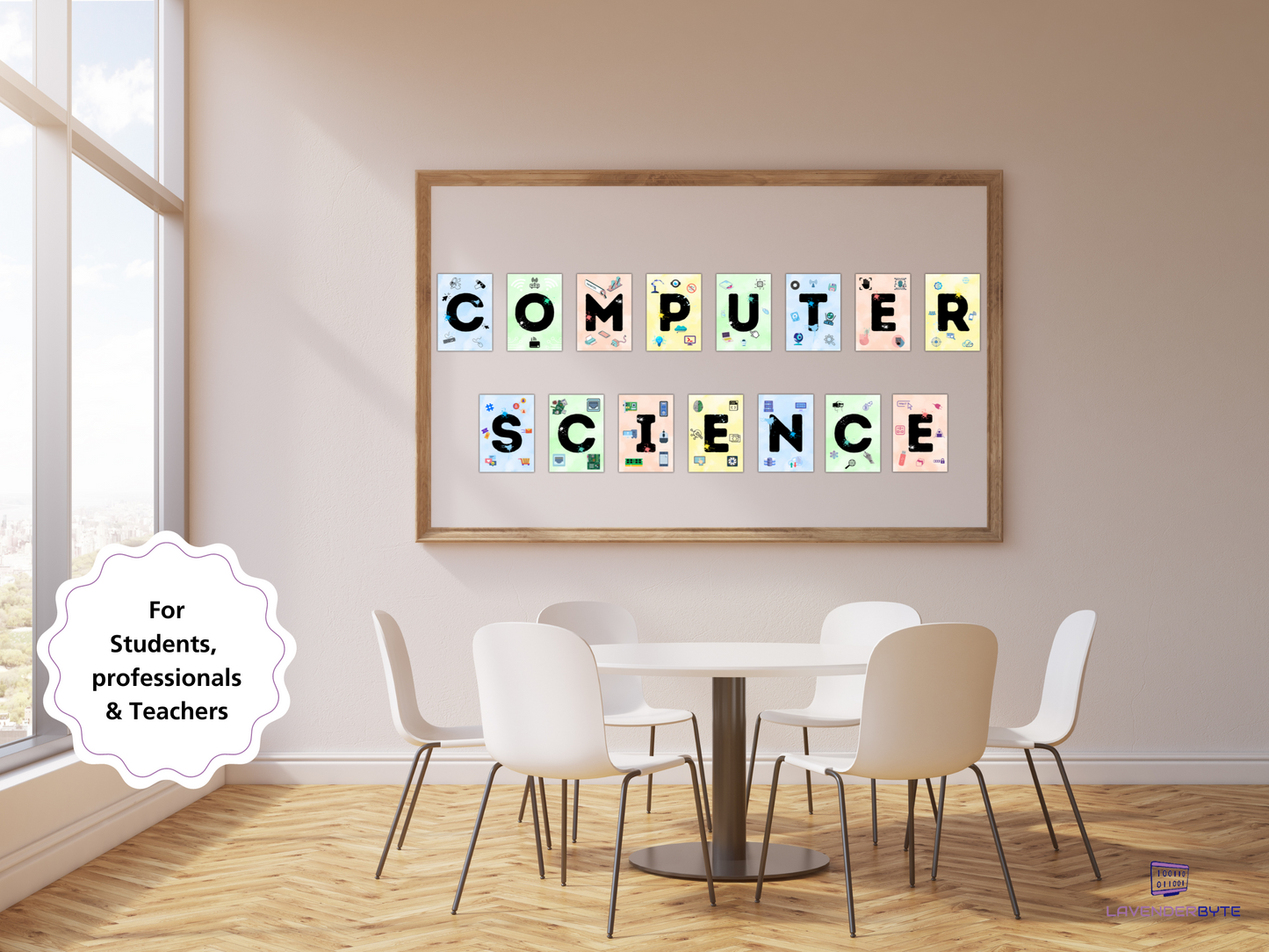 Classroom Computer Science Letter Posters - Computing Inspiring Posters for Tech Display, Computer Science GCSE Bulletin Board Technology Decor