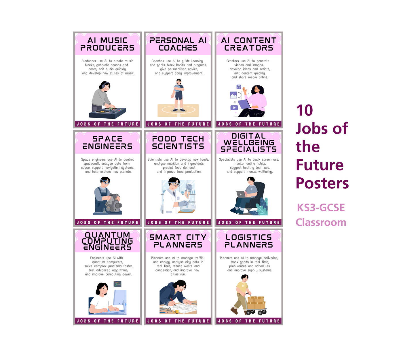 AI Jobs of the Future Posters (Set of 10) | Computer Science Classroom Decor