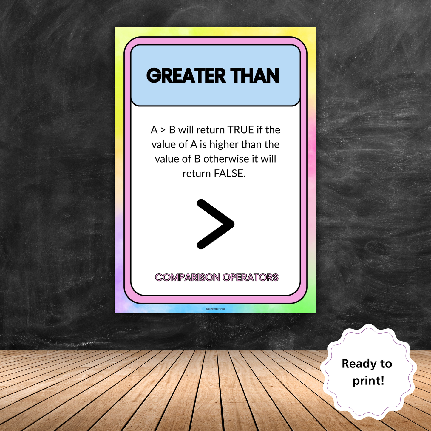 Comparison Operators Posters | GCSE Computer Science Revision