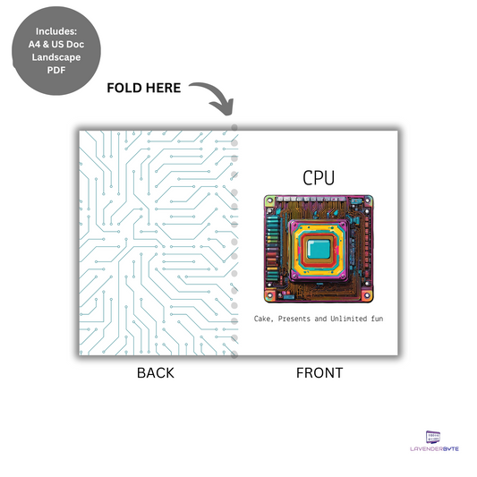 CPU-Themed Printable Greeting Card | Tech & Coding Gift (Instant Download)