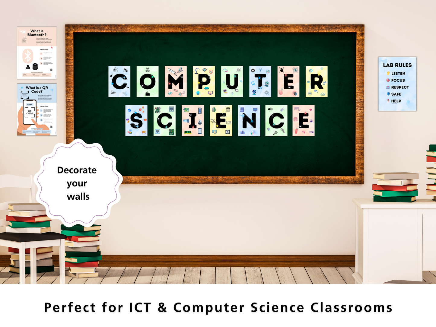 Computer Science Classroom Posters Bundle – 20 Did You Know Tech Facts, Lab Rules, Everyday Tech Explained & Letters – ICT STEM Display Pack