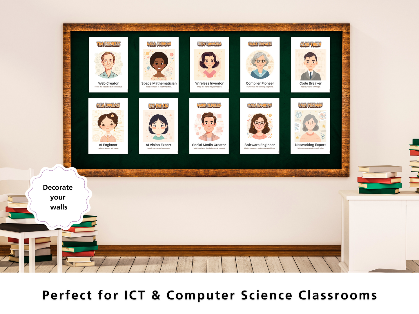 Fictional STEM Heroes Poster Set | Kids Computing Career Posters | Classroom STEM Decor | Bulletin Board Kit